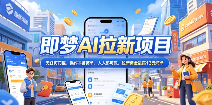 2026年即梦AI拉新项目最新玩法,无任何门槛,操作非常简单,人人都可做,拉新佣金最高13米每单(更新08月07日)-副业吧