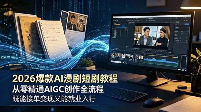 (18980期)2026 爆款 AI 漫剧短剧教程 从零精通 AIGC 创作全流程 既能接单变现又能就业入行-副业吧