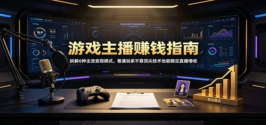 游戏主播赚钱指南：拆解6种主流变现模式，普通玩家不靠顶尖技术也能稳定直播增收-副业吧