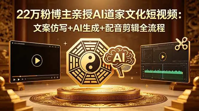 （18580期）22万粉博主亲授AI道家文化短视频：文案仿写+AI生成+配音剪辑全流程-副业吧