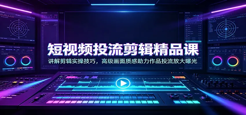 短视频投流剪辑精品课:讲解剪辑实操技巧,高级画面质感助力作品投流放大曝光-副业吧
