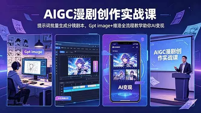 （18482期）AIGC漫剧创作实战课-更新5月16，提示词批量生成分镜剧本，Gpt image+维洛全流程教学助你AI变现-副业吧