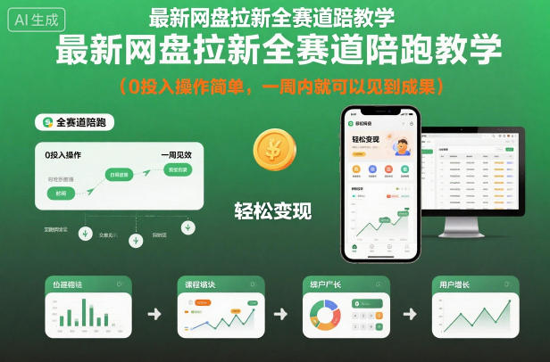 最新网盘拉新全赛道陪跑教学,0投入操作简单,一周内就可以见到成果-副业吧