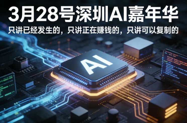 3月28号深圳AI嘉年华，只讲已经发生的，只讲正在賺钱的，只讲可以复制的-副业吧