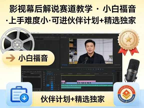 某大佬的影视幕后解说赛道教学，小白福音，上手难度小，可进伙伴计划+精选独家-副业吧