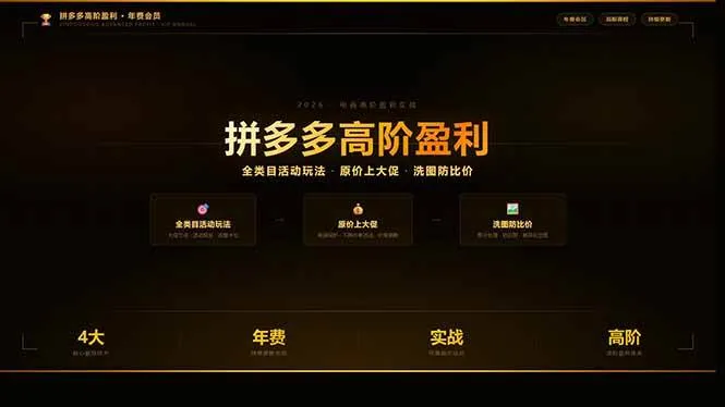 （17779期）拼多多高阶盈利年费会员：全类目活动玩法、原价上大促、洗图防比价等核心盈利技术(更新26年3月)-副业吧