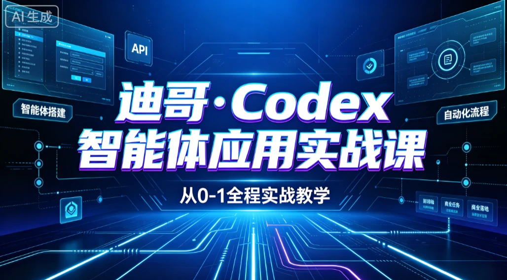 【精】迪哥·Codex智能体应用实战课 从安装配置到智能体小镇架构,涵盖视频创作/数字人/办公提效全技能-副业吧