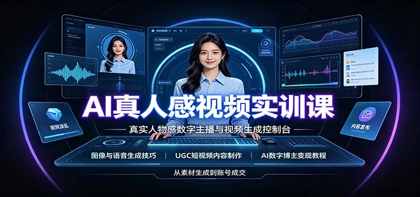 AI真人感视频实训课:图像语音生成,UGC内容制作,AI数字博主变现教程-副业吧