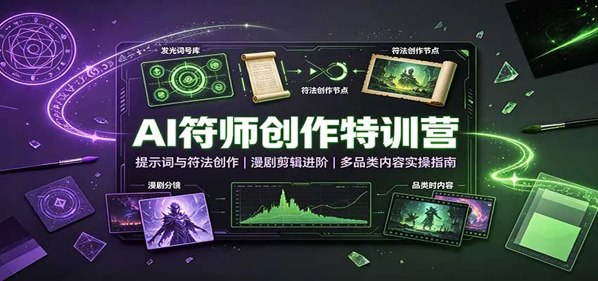 AI符师创作特训营：提示词与符法创作，漫剧剪辑进阶，多品类内容实操指南-副业吧