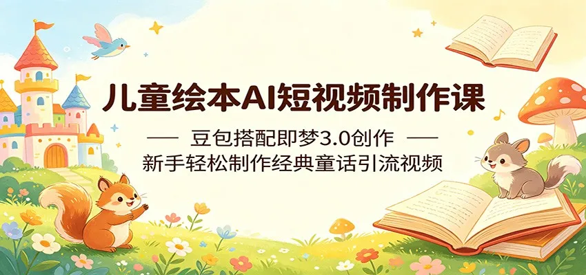 儿童绘本AI短视频制作课:豆包搭配即梦3.0创作,新手轻松制作经典童话引流视频-副业吧