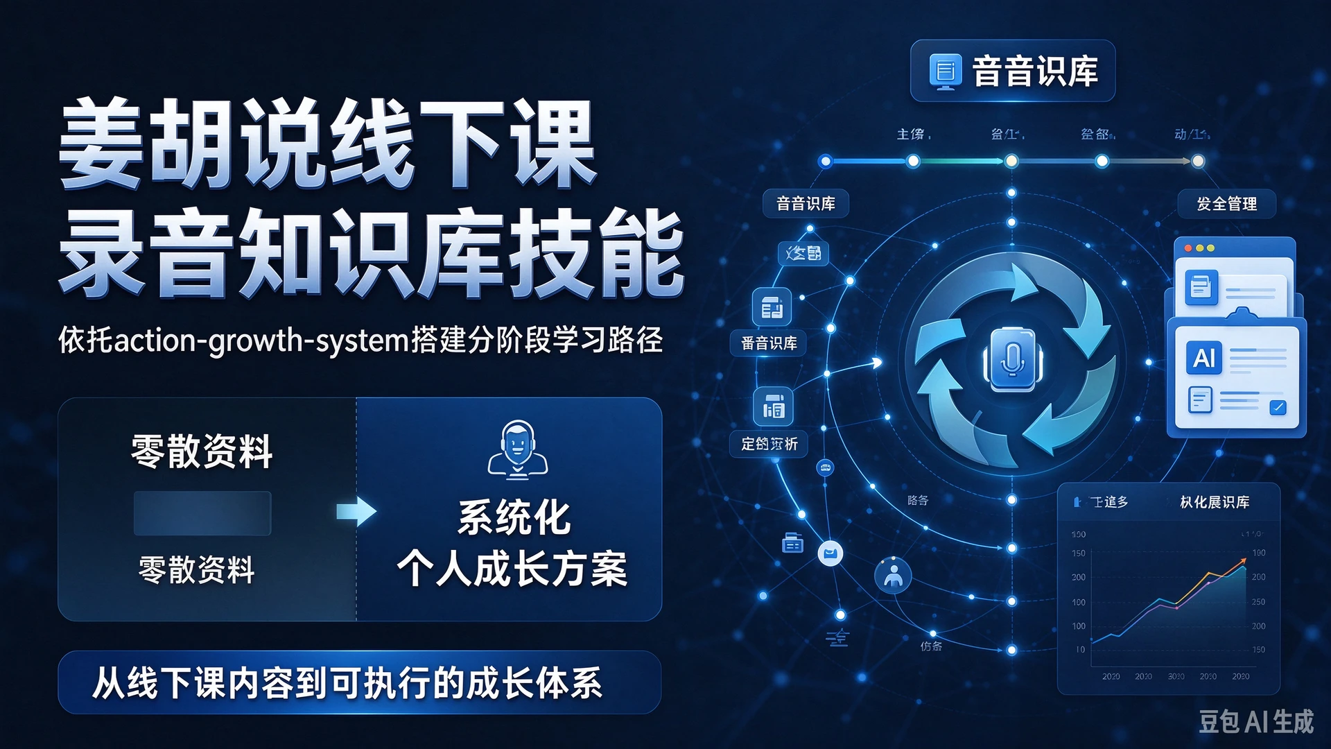 姜胡说线下课录音知识库技能,依托action-growth-system搭建分阶段学习路径,对比零散资料形成系统化个人成长方案-副业吧