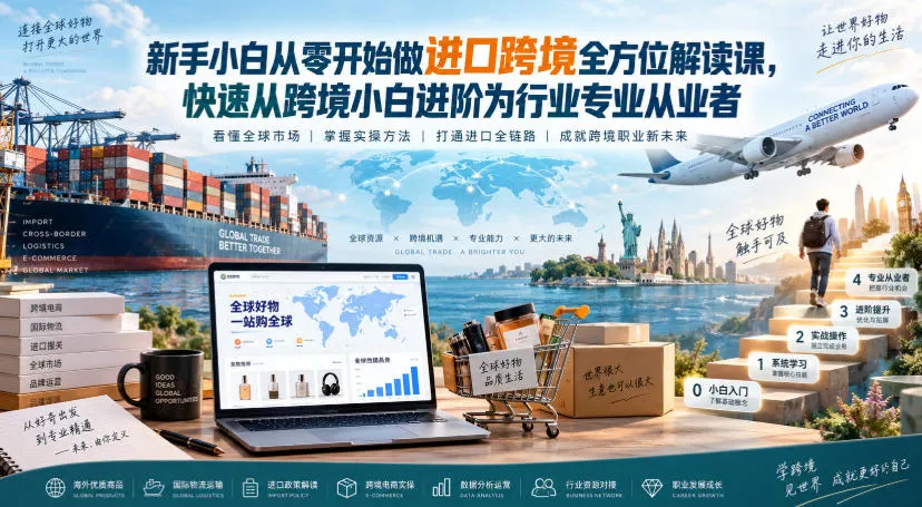 新手小白从零开始做进口跨境全方位解读课,快速从跨境小白进阶为行业专业从业者-副业吧