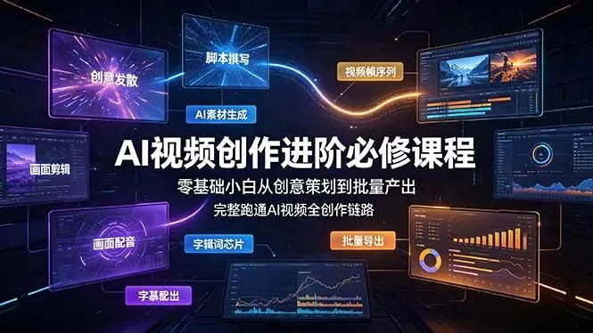 (19159期)AI视频创作进阶必修课程:零基础小白从创意策划到批量产出,完整跑通AI视频全创作链路-副业吧