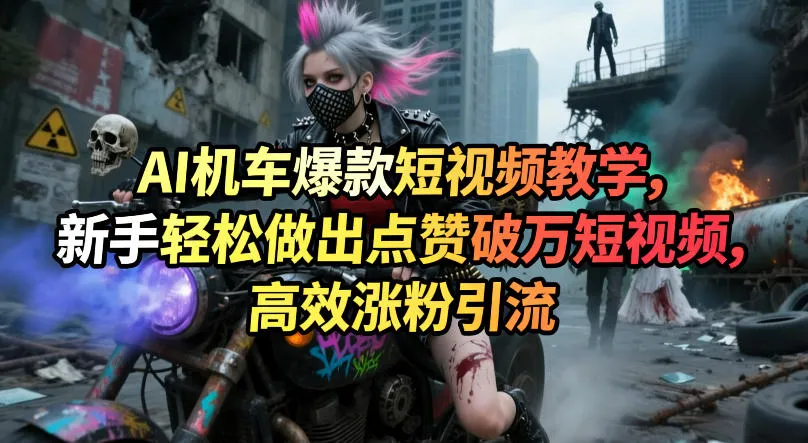 AI机车爆款短视频教学，新手轻松做出点赞破万短视频，高效涨粉引流-副业吧