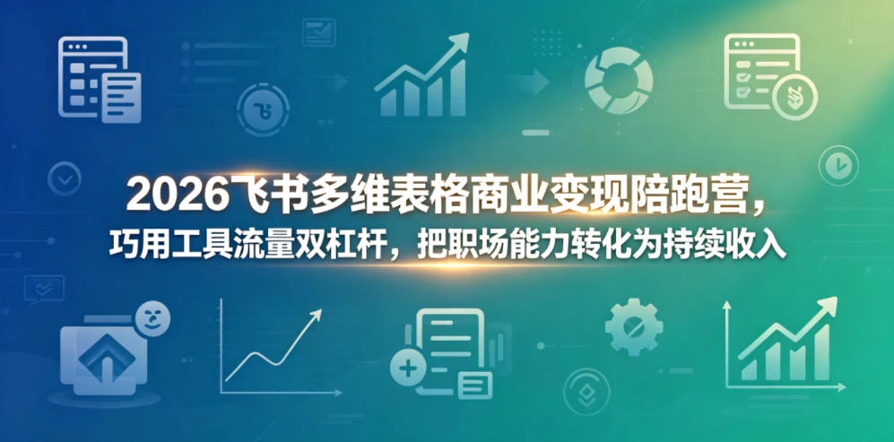 【精】2026飞书多维表格商业变现陪跑营，巧用工具流量双杠杆，把职场能力转化为持续收入-副业吧