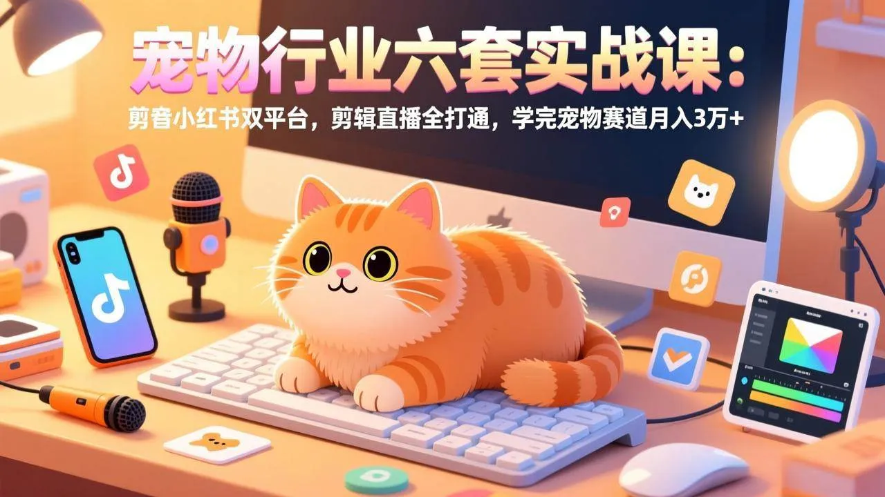 （17411期）宠物行业六套实战课：抖音小红书双平台，剪辑直播全打通，学完宠物赛道月入3万+-副业吧