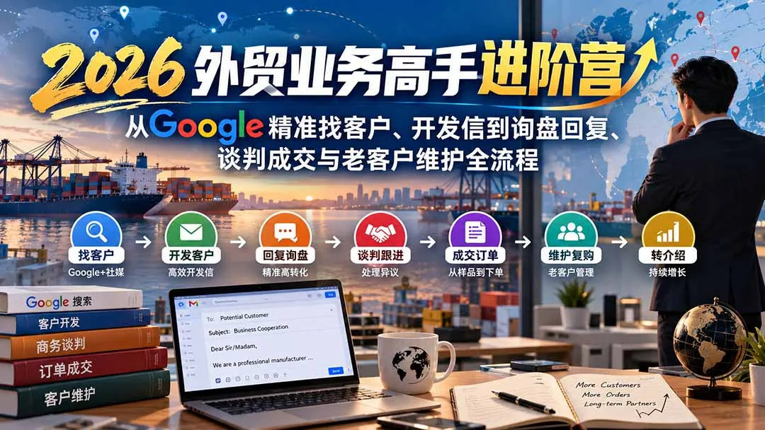 2026外贸业务高手进阶营:从Google精准找客户、开发信到询盘回复、谈判成交与老客户维护全流程-副业吧