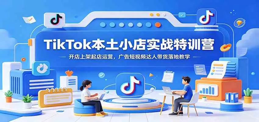 TikTok本土小店实战特训营：开店上架起店运营，广告短视频达人带货落地教学-副业吧