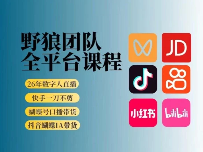 【精】野狼团队2026新版全平台短视频带货教学｜打开流量突破口，开始Ai带货(更新26年3月)-副业吧