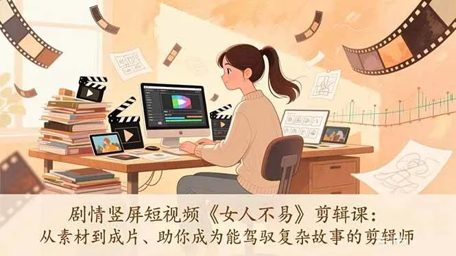 （17305期）剧情竖屏短视频《女人不易》剪辑课：从素材到成片、助你成为能驾驭复杂故事的剪辑师-副业吧