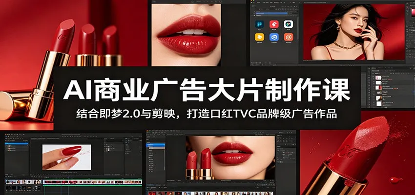 AI商业广告大片制作课:结合即梦2.0与剪映,打造口红TVC品牌级广告作品-副业吧