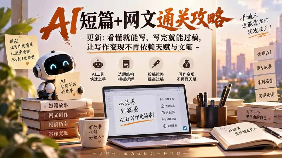 AI短篇+网文通关攻略-更新1009:看懂就能写、写完就能过稿,让写作变现不再依赖天赋与文笔-副业吧