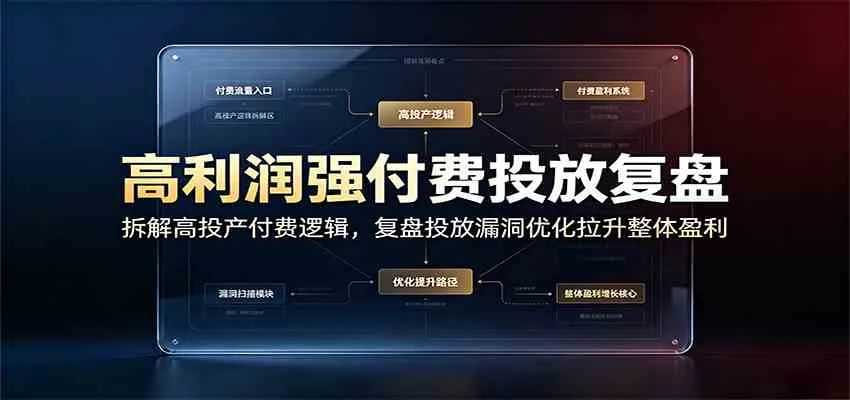 高利润强付费投放复盘：拆解高投产付费逻辑，复盘投放漏洞优化拉升整体盈利-副业吧