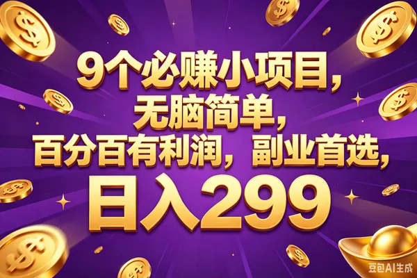 （18736期）9个必赚的小项目，百分百赚元子，无脑简单，副业首选，日入299+-副业吧