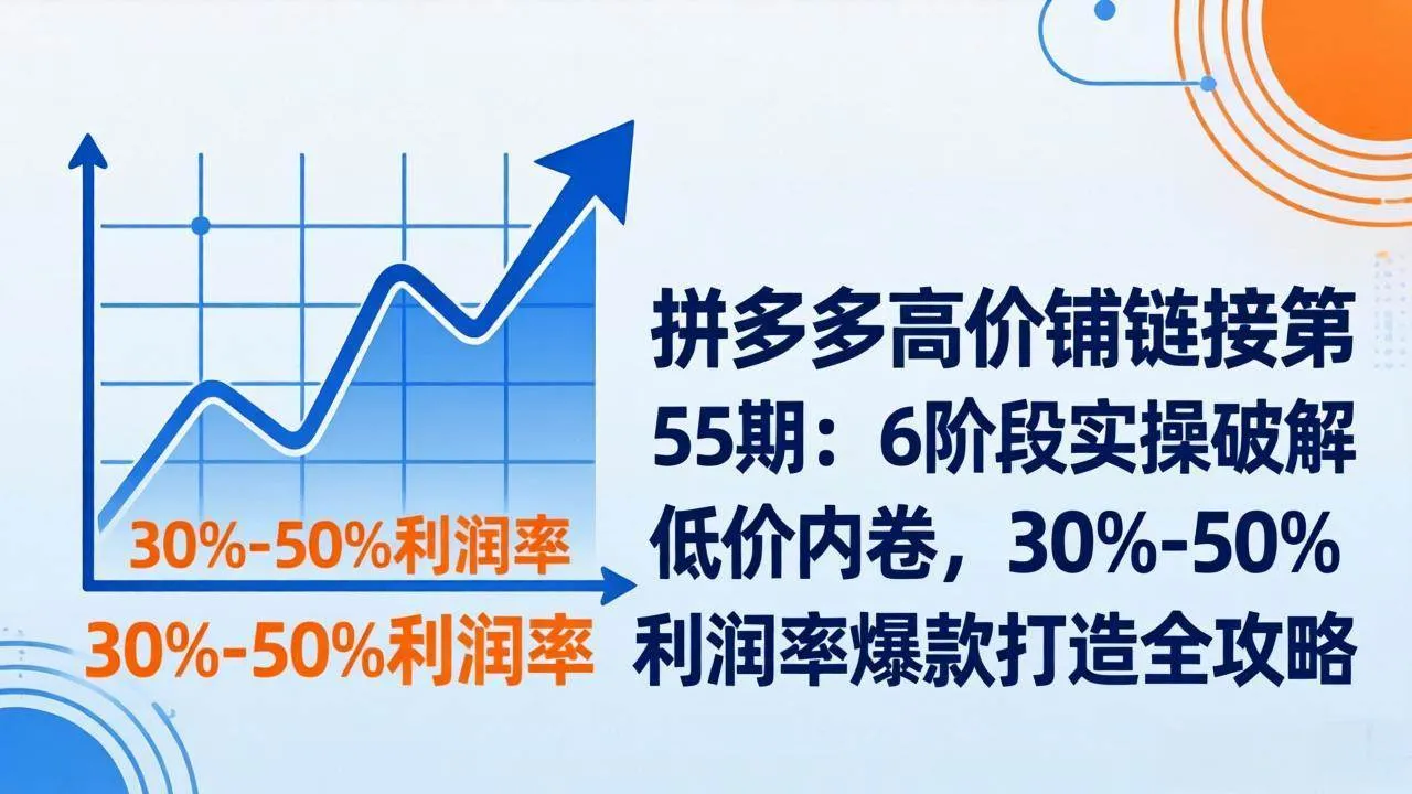 （17698期）拼多多高价铺链接第55期：6阶段实操破解低价内卷，30%-50%利润率爆款打造全攻略-副业吧