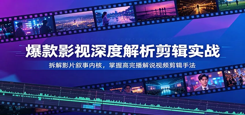 爆款影视深度解析剪辑实战:拆解影片叙事内核,掌握高完播解说视频剪辑手法-副业吧