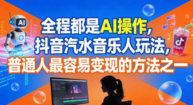 全程都是AI操作，抖音汽水音乐人玩法，普通人最容易变现的方法之一-副业吧