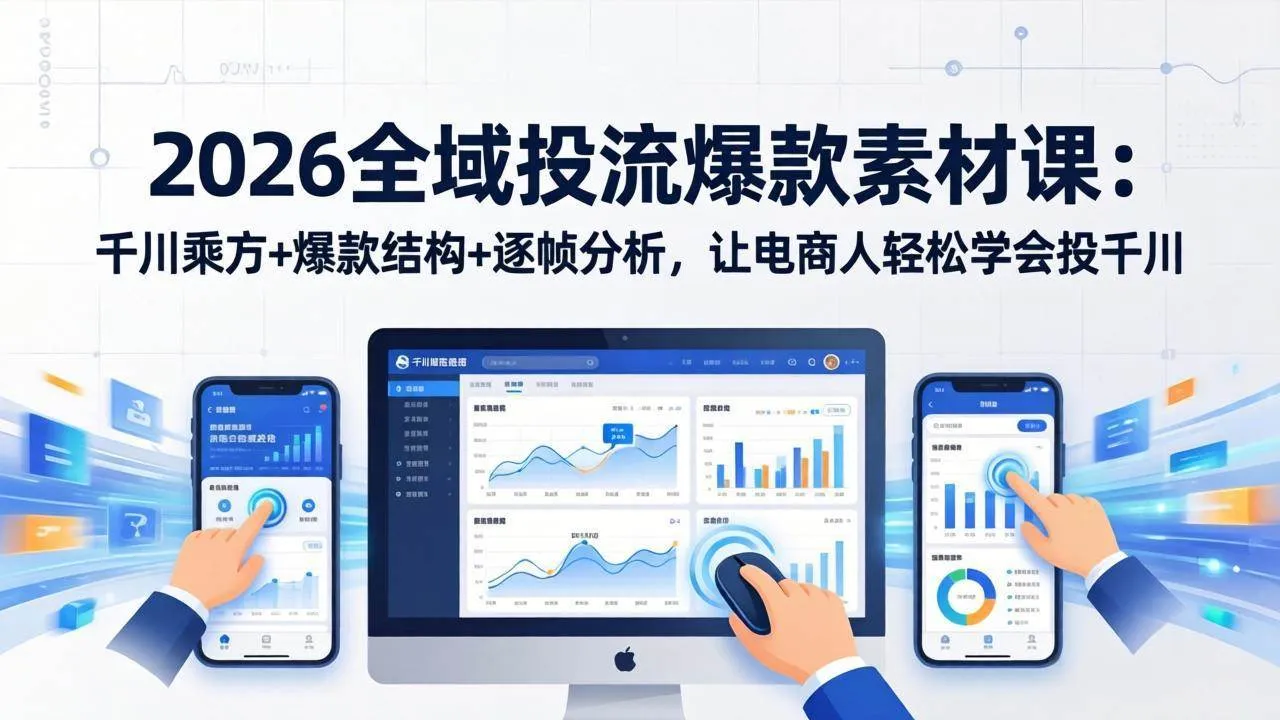 （17705期）2026全域投流爆款素材课：千川乘方+爆款结构+逐帧分析，让电商人轻松学会投千川-副业吧