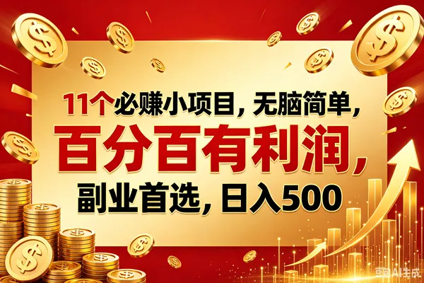(18851期)11个必赚的小项目,百分百赚元子,无脑简单,副业首选,日入500+-副业吧