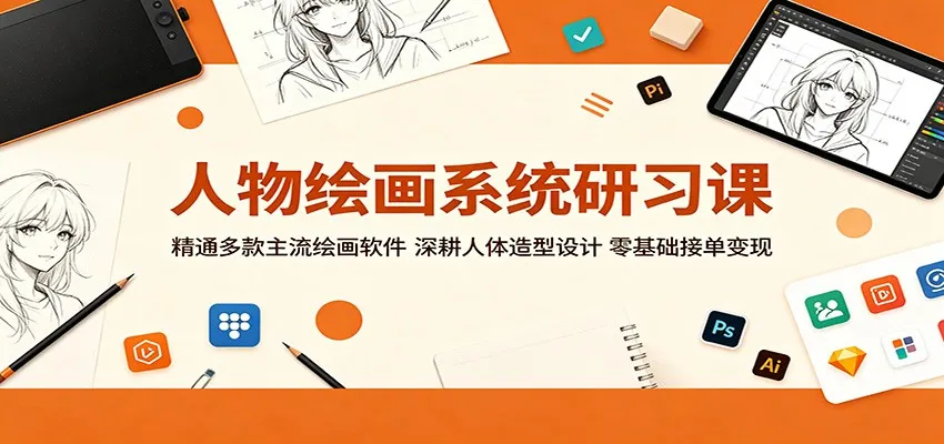 人物绘画系统研习课:精通多款主流绘画软件,深耕人体造型设计,零基础接单变现-副业吧