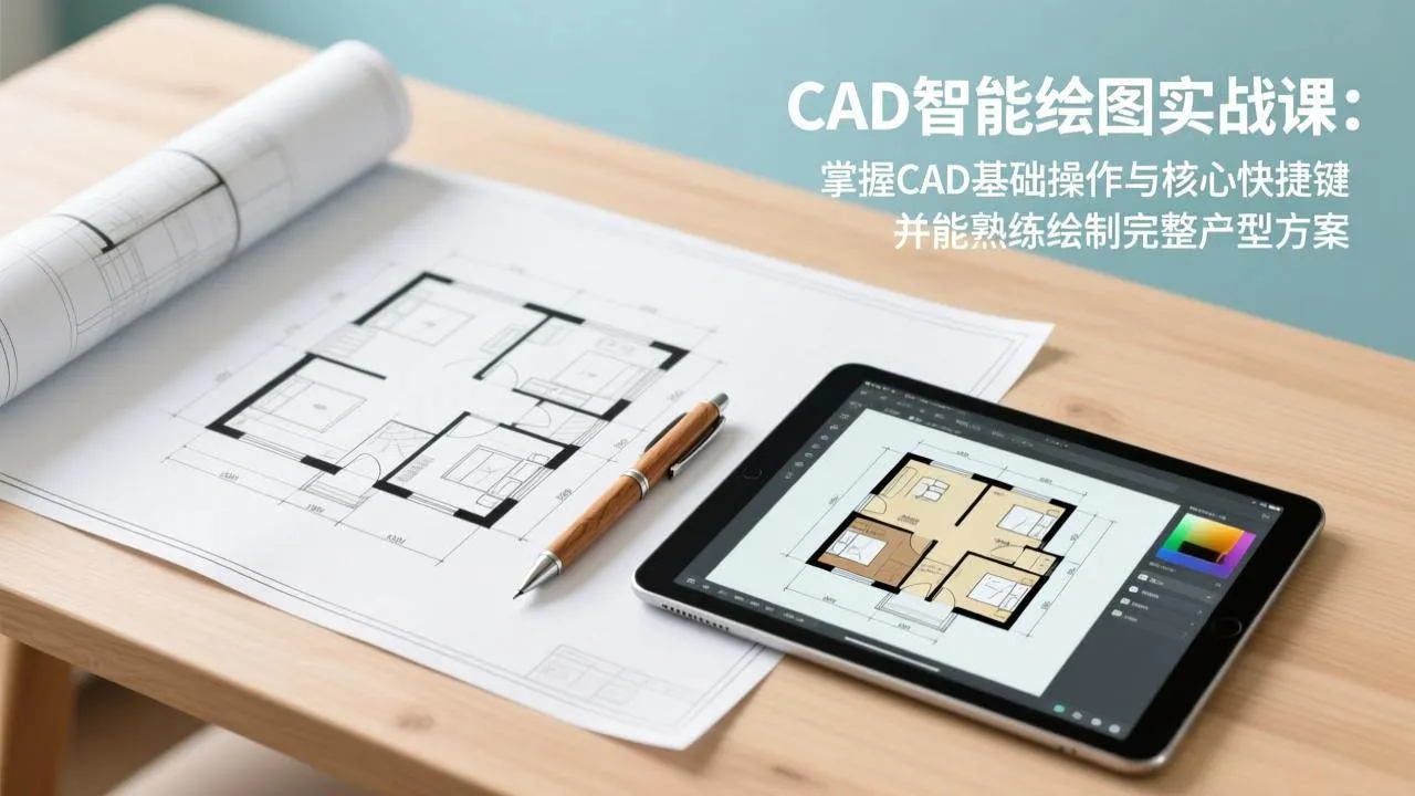 （17348期）CAD智能绘图实战课：掌握CAD基础操作与核心快捷键，并能熟练绘制完整户型方案-副业吧