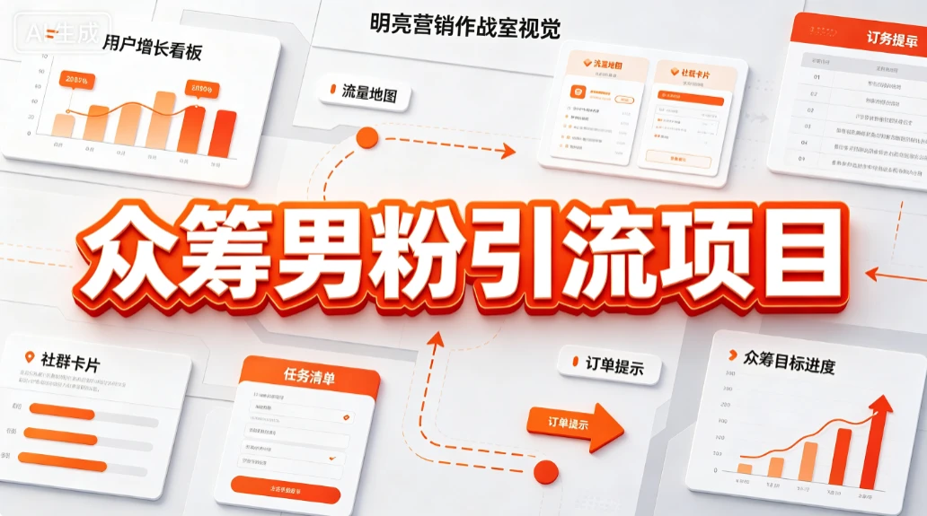 【精】众筹男粉引流项目，精准触达、社群承接、转化变现-副业吧