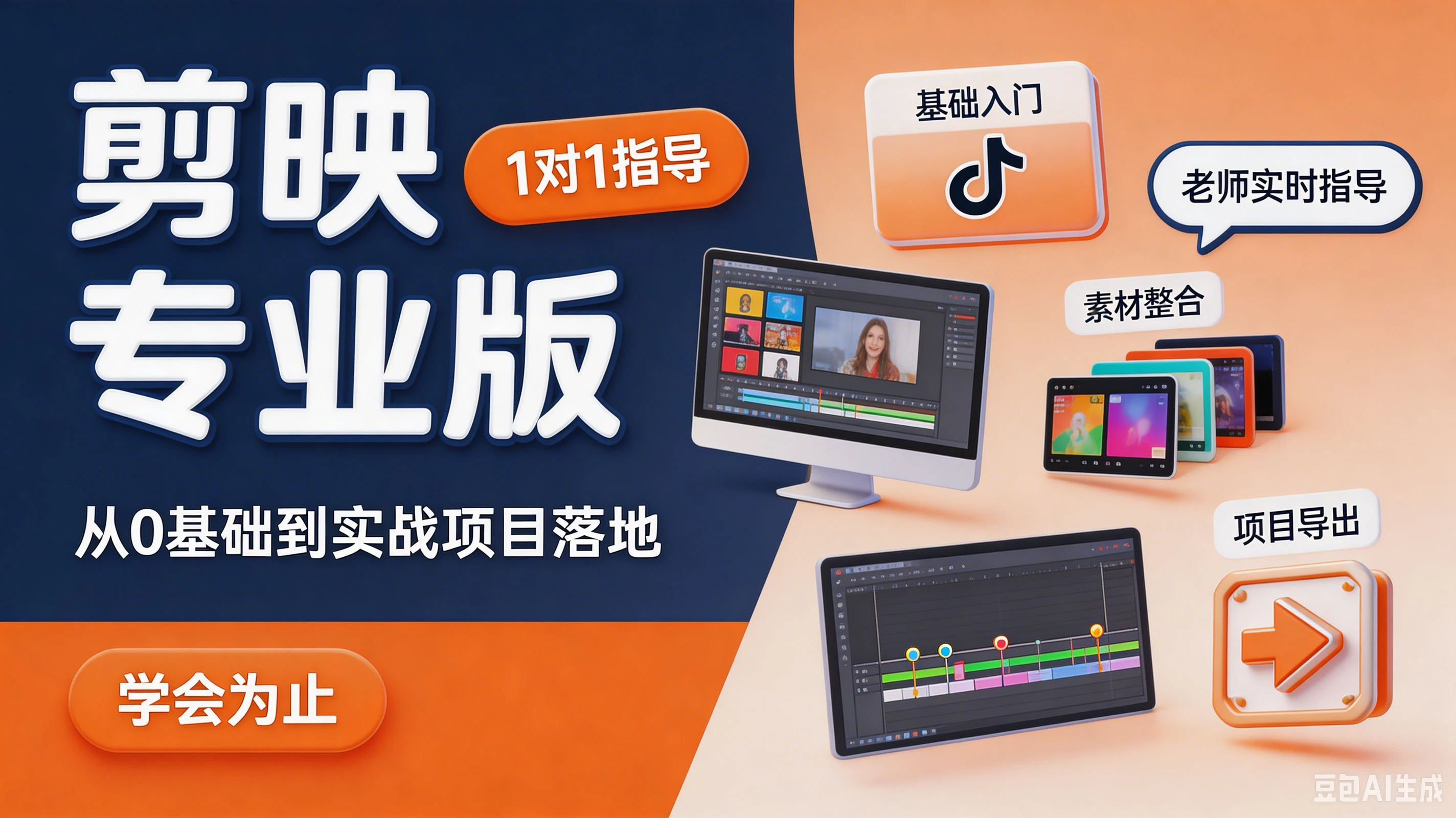 【精】剪映专业版,从0基础到实战项目落地,1对1指导 学会为止-副业吧