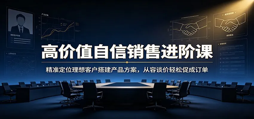高价值自信销售进阶课:精准定位理想客户搭建产品方案,从容谈价轻松促成订单-副业吧