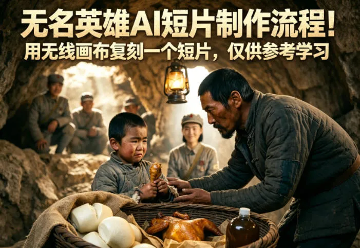 无名英雄AI短片制作流程！用无线画布复刻一个短片，仅供参考学习-副业吧