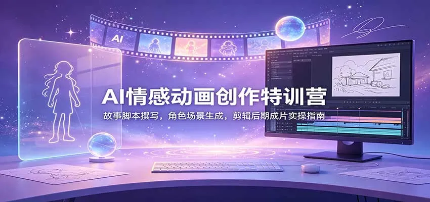 AI情感动画创作特训营:故事脚本撰写,角色场景生成,剪辑后期成片实操指南-副业吧