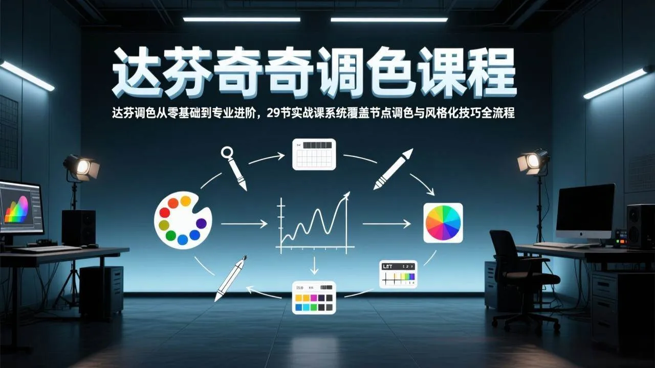 （17484期）达芬奇调色从零基础到专业进阶，29节实战课系统覆盖节点调色与风格化技巧全流程-副业吧