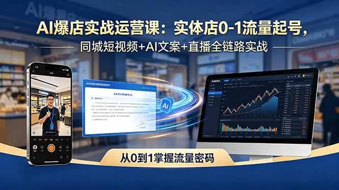 （18451期）AI爆店实战运营课：实体店0-1流量起号，同城短视频+AI文案+直播全链路实战-副业吧