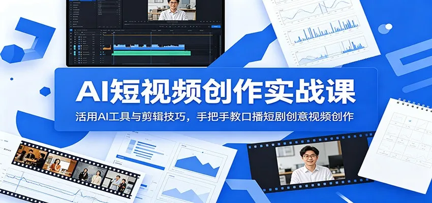 AI短视频创作实战课:活用AI工具与剪辑技巧,手把手教口播短剧创意视频创作-副业吧