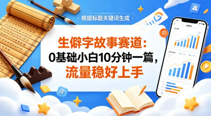 公众号流量主——生僻字故事赛道，流量稳，好上手，0基础小白也能10分钟一篇-副业吧
