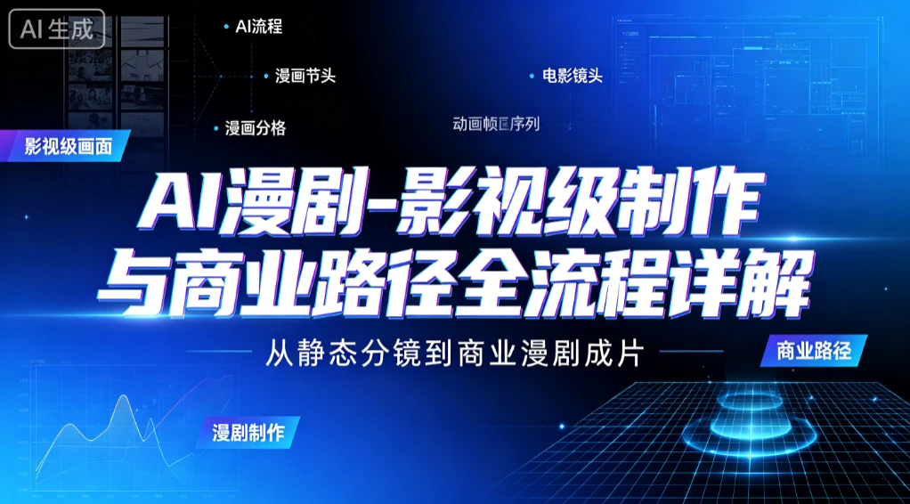 【精】AI 漫剧-影视级制作与商业路径全流程详解,从静态分镜到商业漫剧成片-副业吧