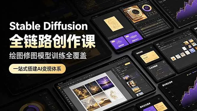 (19154期)Stable Diffusion全链路创作课,绘图修图模型训练全覆盖,一站式搭建AI变现体系-副业吧