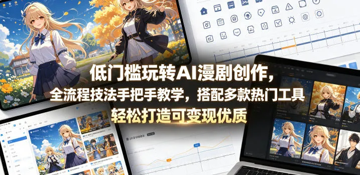 低门槛玩转AI漫剧创作,全流程技法手把手教学,搭配多款热门工具,轻松打造可变现优质作品-副业吧