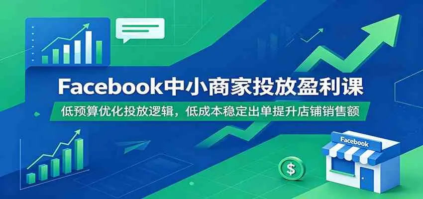 Facebook中小商家投放盈利课：低预算优化投放逻辑，低成本稳定出单提升店铺销售额-副业吧