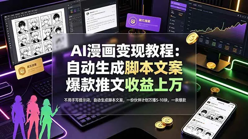 (19170期)AI漫画变现教程:不用手写提示词,自动生成脚本文案,一份伙伴计划万播5-10块,一条爆款推文收益上万-副业吧 (19170期)AI漫画变现教程:不用手写提示词,自动生成脚本文案,一份伙伴计划万播5-10块,一条爆款推文收益上万-副业吧