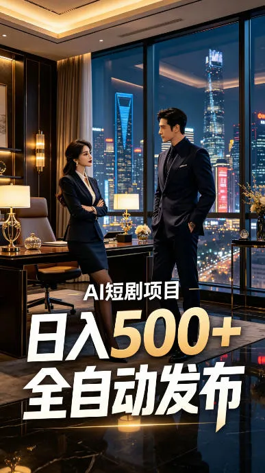 快手AI短剧自动发布，矩阵批量运营变现，轻资产副业项目，日入500+【揭秘】-副业吧